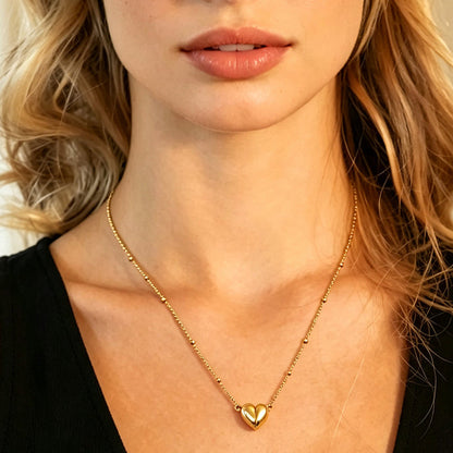 ABNA Gold: Together Forever Beaded Necklace – Separable Magnetic Mini Heart Pendant