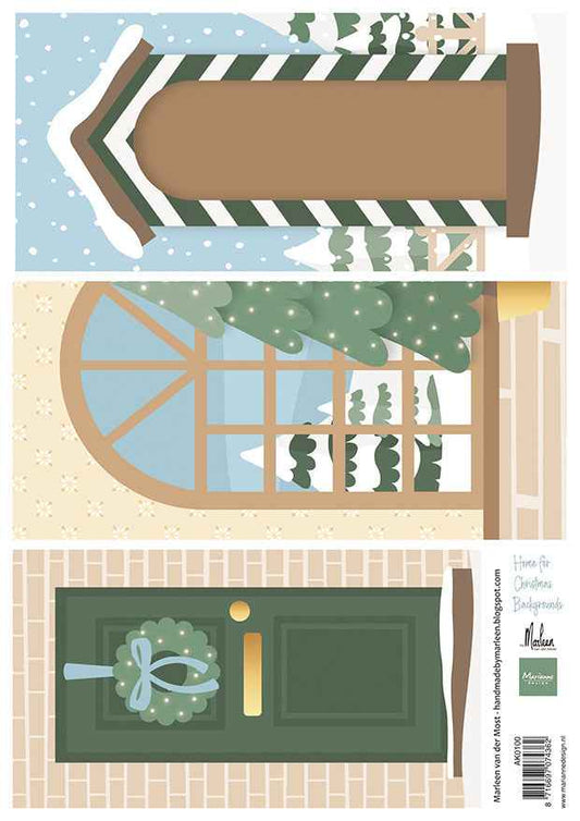 Marianne Design A4 Cutting Sheet - Home for Christmas by Marleen