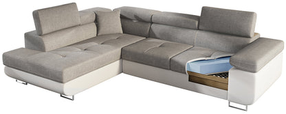 Anton Two-Tone Storage Sleeper Sectional Sofa - Navy/Grey