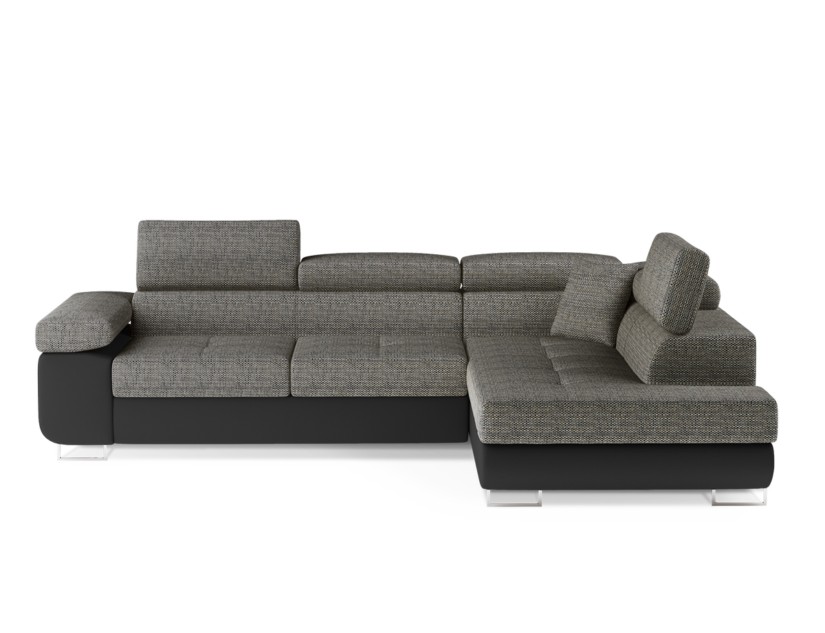 Anton Two-Tone Storage Sleeper Sectional Sofa - Grey/Black