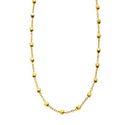 AUREOLE: Essential Daily Chain with Delicate Square Beads in Gold.