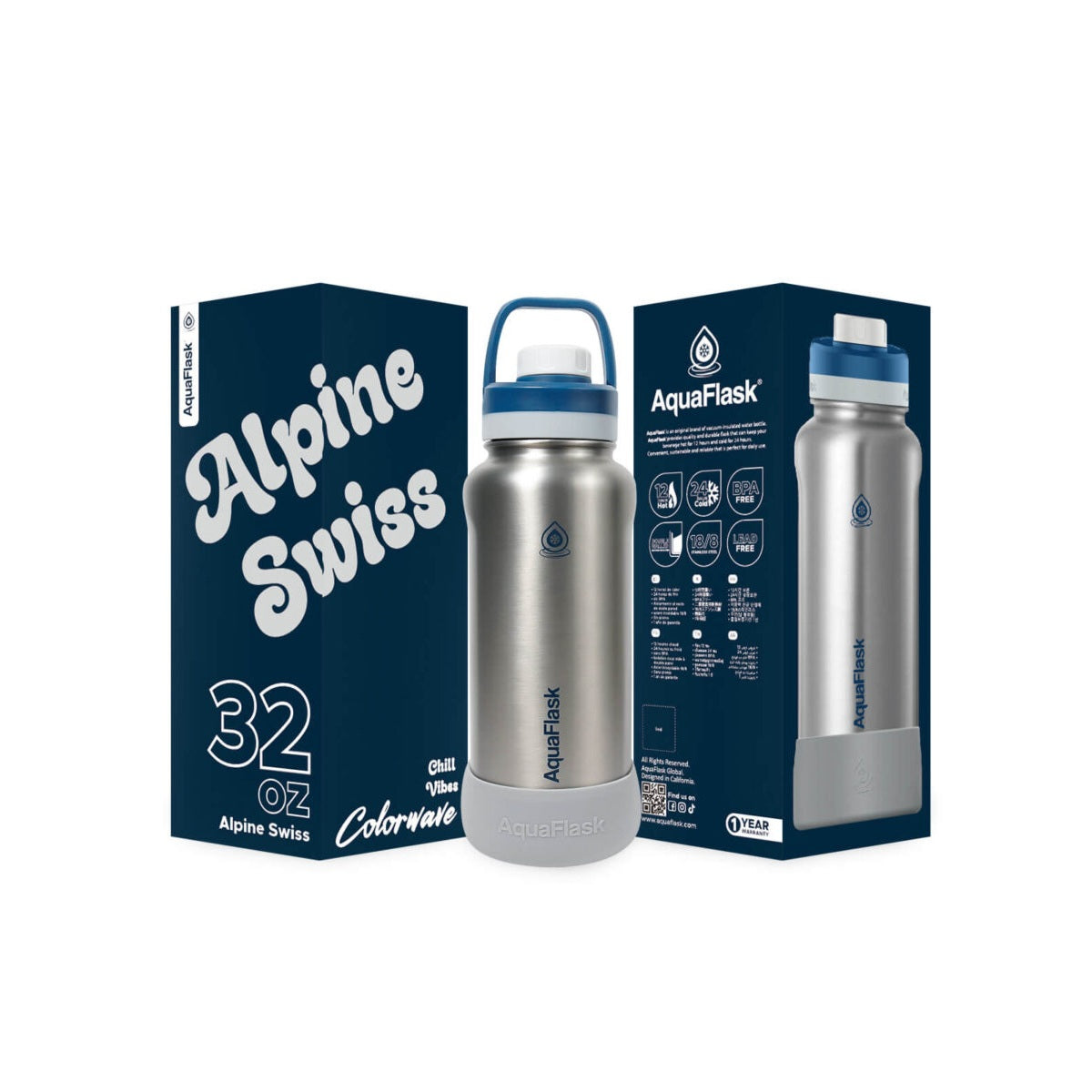 Aqua Flask Colorwave 32oz – Edelstahl, vakuumisoliert, Heiß- & Kaltgetränke, auslaufsicher, Reise- & Bürotasse