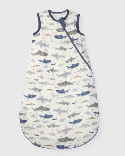 Baby Bamboo Muslin Sleep Sack 0.5 TOG - Smiley Sharks