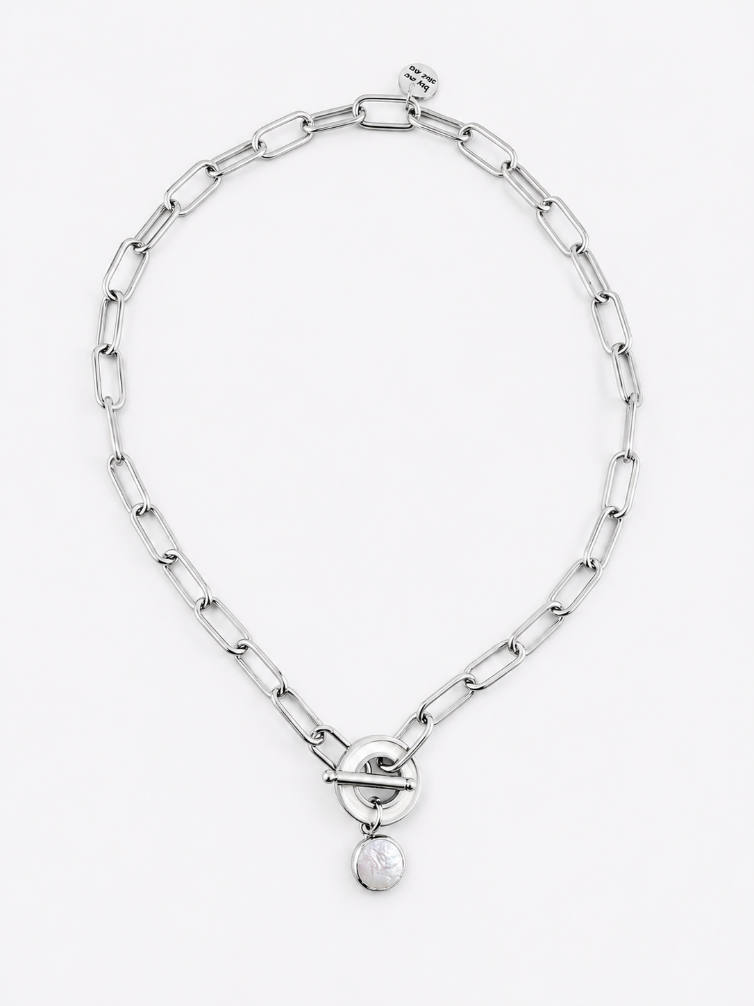 Keshi Pearl Toggle Necklace -Silver