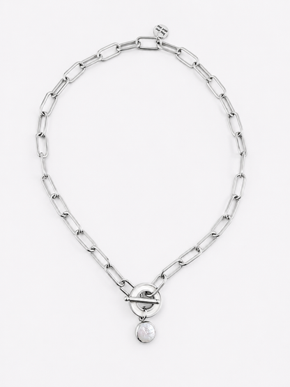 Keshi Pearl Toggle Necklace -Silver