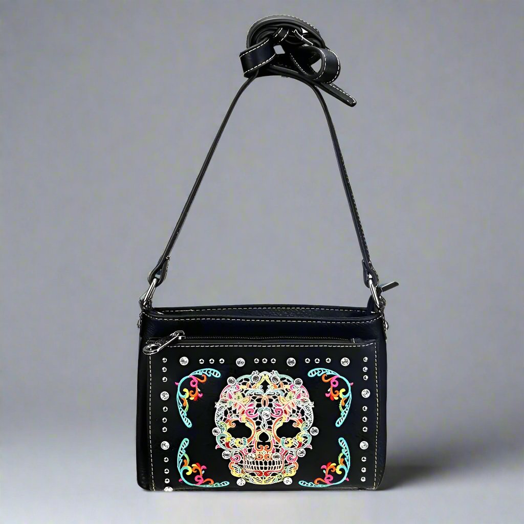 BOL Cross Body Sugar Skull Faux Leather Handbag