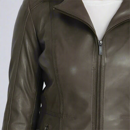 BOL Women's Classic Open Collar Leather Jacket