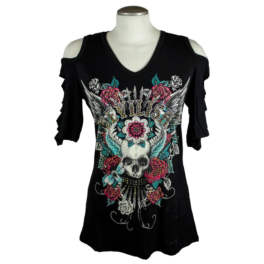 BOL Women's Devilish Open Shoulder Top