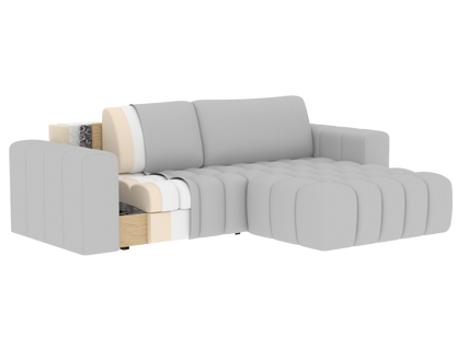 Bonett 4 Seater Storage Sleeper Chaise Sofa - Grey