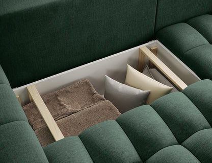 Bonett 4 Seater Storage Sleeper Chaise Sofa - Dark Green