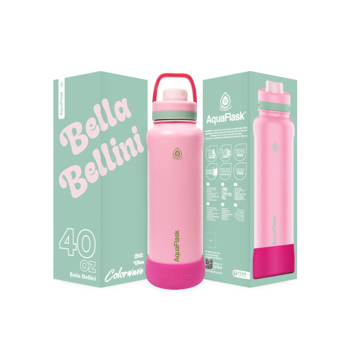 AquaFlask Colorwave 40oz Becher – Doppelwandiger Edelstahl, hält Getränke heiß und & kalt, auslaufsicher