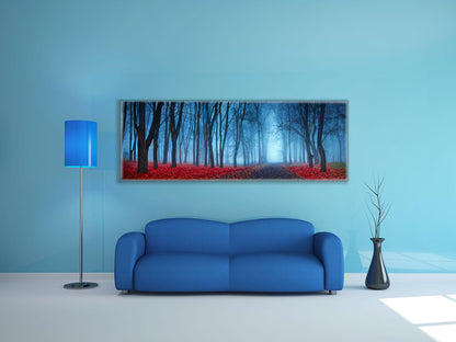 Leinwandbild - Blaue Nebelbäume - Wandkunst