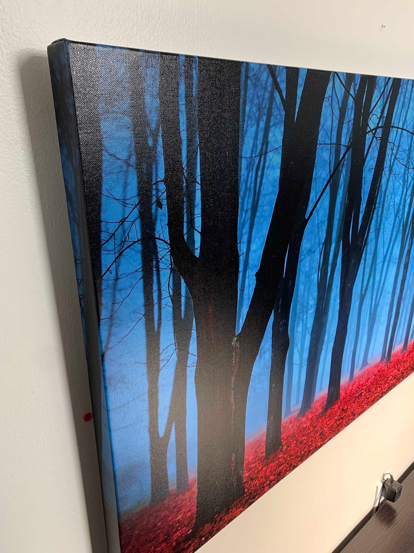 Leinwandbild - Blaue Nebelbäume - Wandkunst