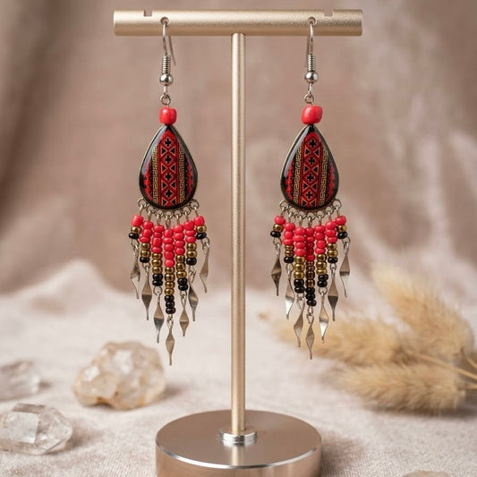 Small Sized Southwestern Red Teardrop Earrings
