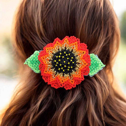 Handmade Beaded Sunflower Hair Clip-Golden