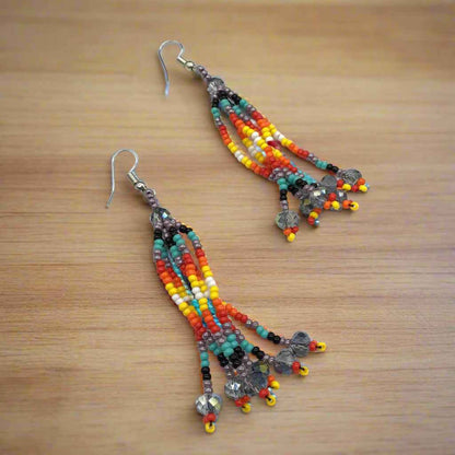 Light Purple Six-Strand Beaded Cascade Earrings