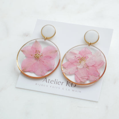 Boucles d'oreilles duo Delphine - 40mm et rond blanc