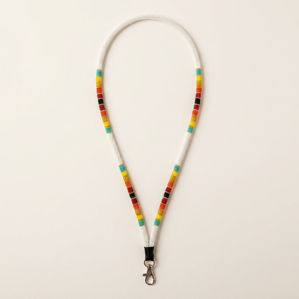 Round Beaded Lanyard(White)