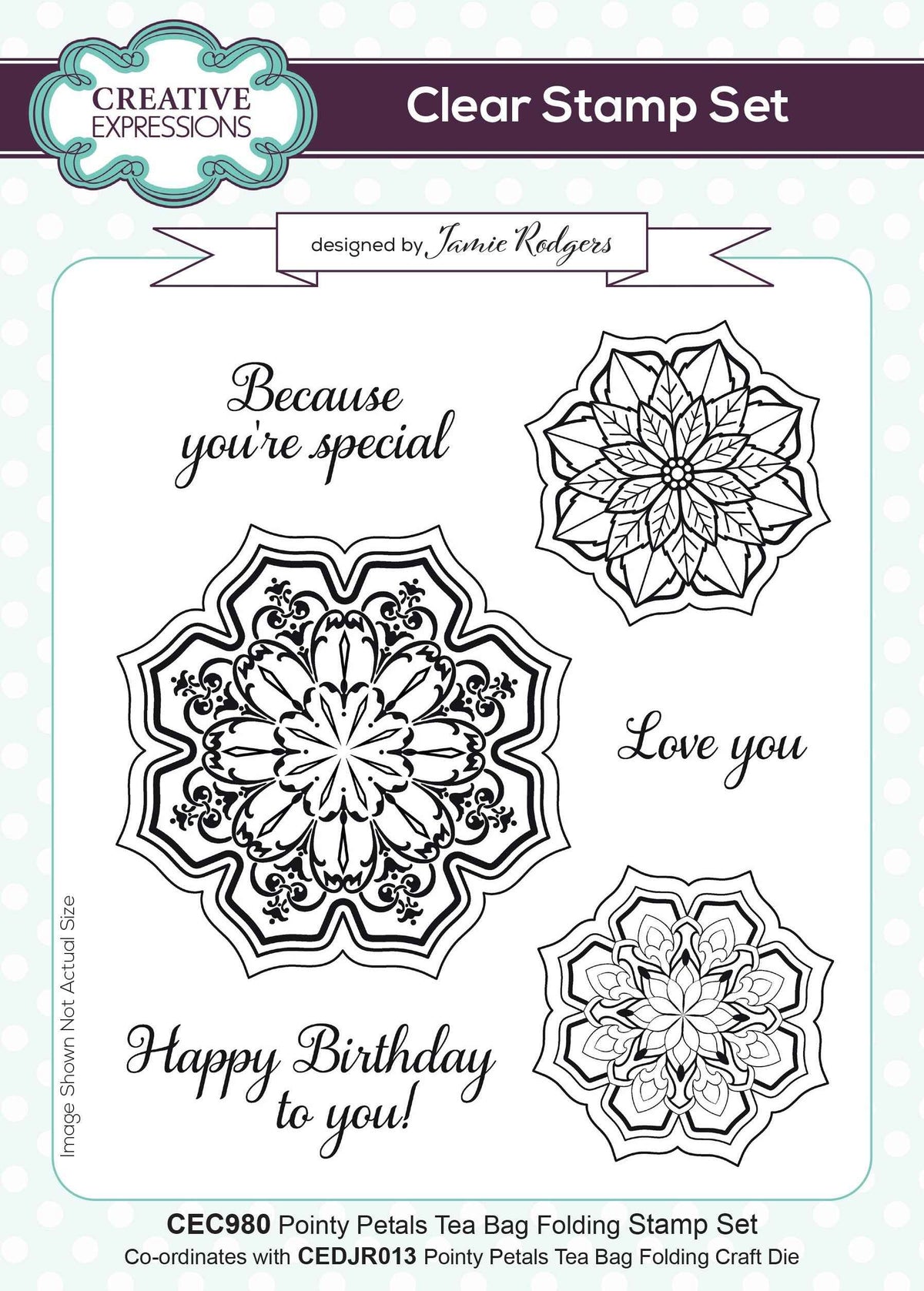 Creative Expressions Jamie Rodgers Pointy Petals Tea Bag Folding 6 in x 8 in Stamp Set
