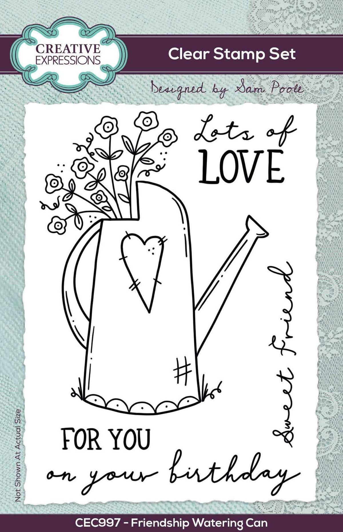 Creative Expressions Sam Poole Friendship Watering Can 6 in x 4 in Clear Stamp Set
