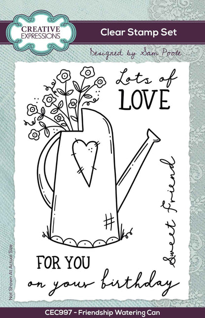 Creative Expressions Sam Poole Friendship Watering Can 6 in x 4 in Clear Stamp Set
