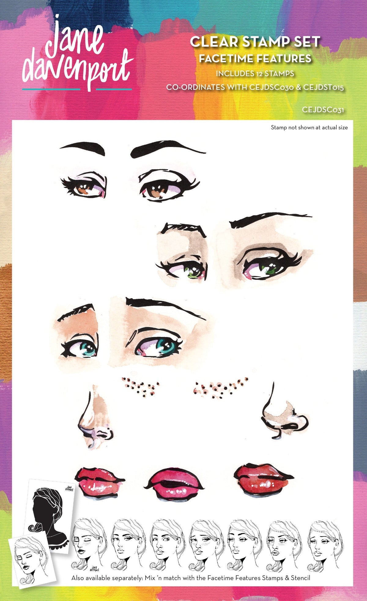 Creative Expressions Jane Davenport Facetime Features 6 in x 8 in Clear Stamp Set