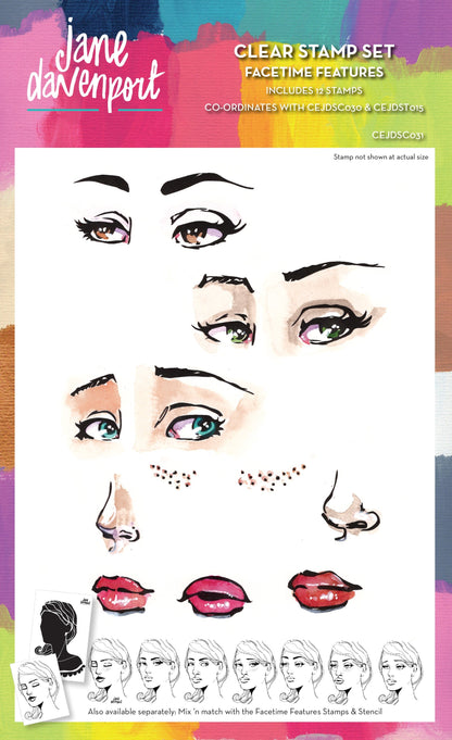 Creative Expressions Jane Davenport Facetime Features 6 in x 8 in Clear Stamp Set
