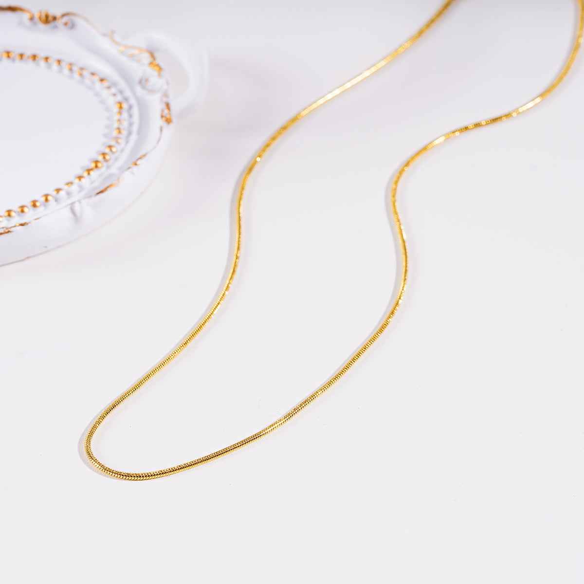 AYSHA: Dainty Snake Skin Textured Gold Chain Necklace