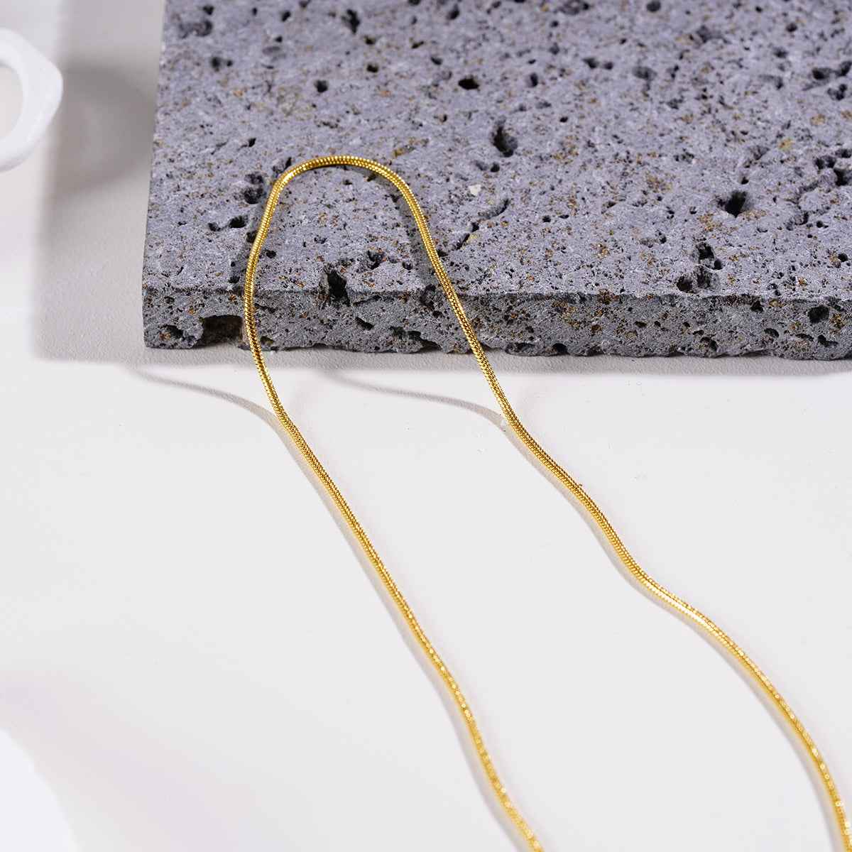 AYSHA: Dainty Snake Skin Textured Gold Chain Necklace