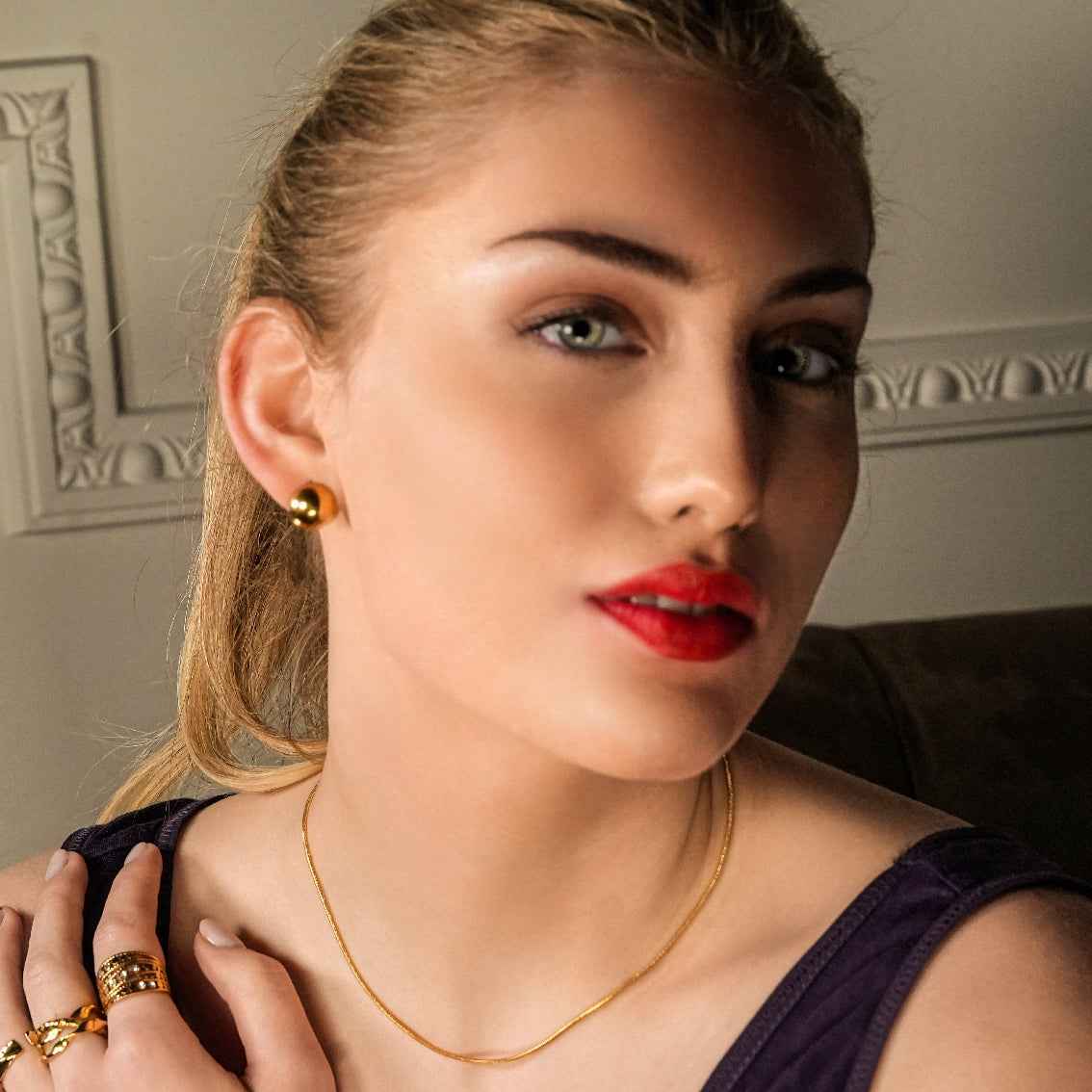 AYSHA: Dainty Snake Skin Textured Gold Chain Necklace