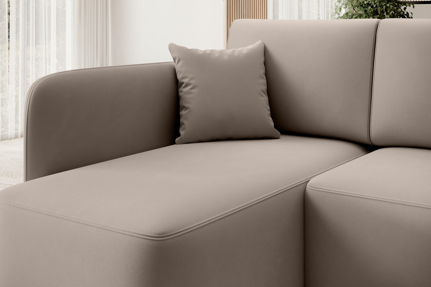 Hadson 3 Seater Storage Sleeper Chaise Sofa - Beige
