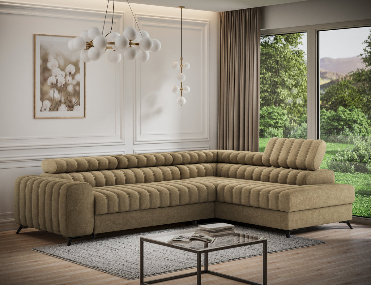 Kanedo Storage Sleeper Sectional Sofa - Mocha Brown