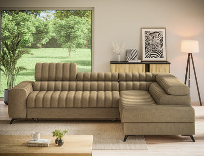 Kanedo Storage Sleeper Sectional Sofa - Mocha Brown