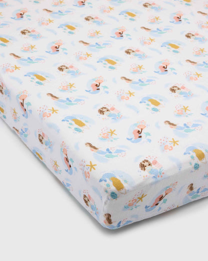 Muslin Fitted Crib Sheet - Mermaids