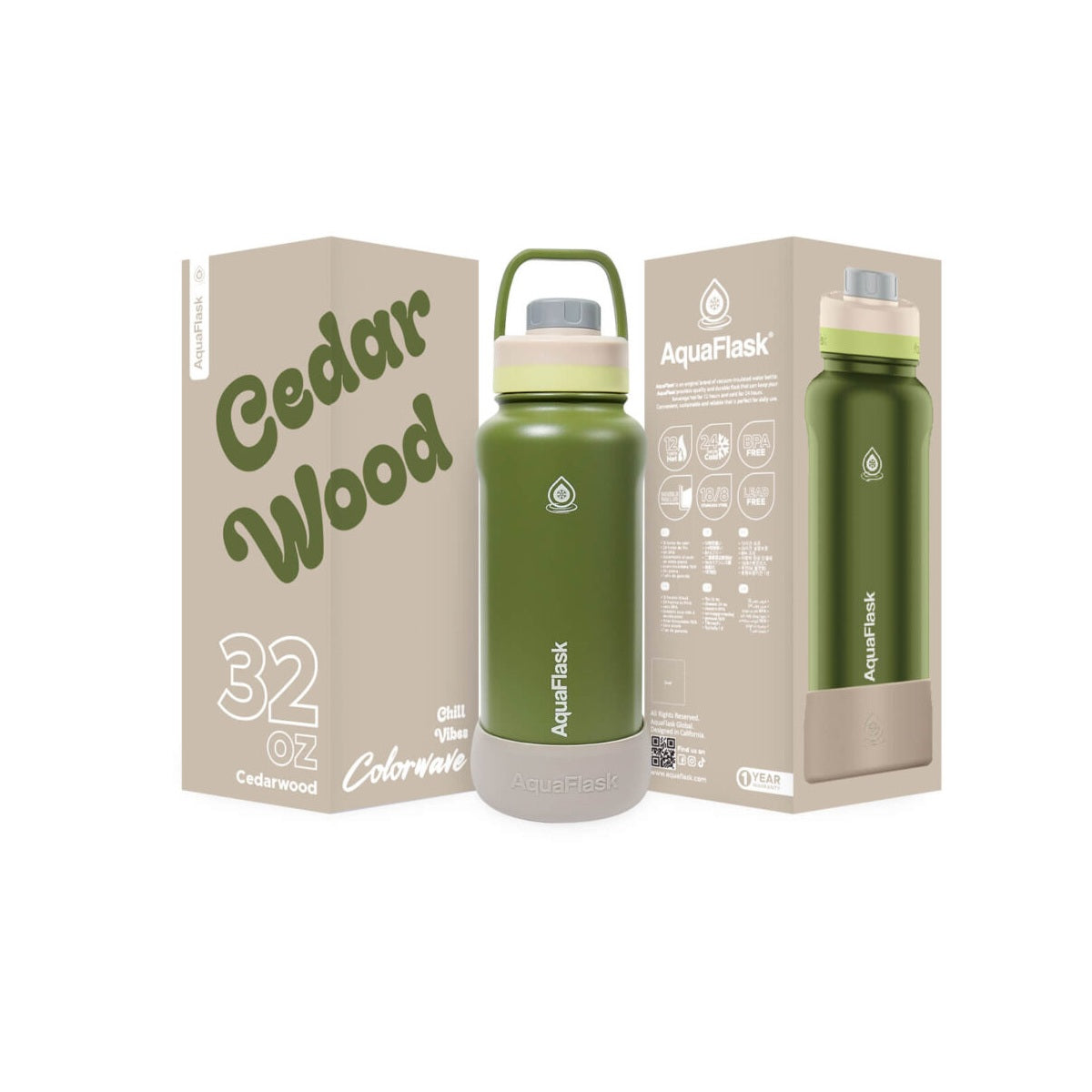 Aqua Flask Colorwave 32oz – Edelstahl, vakuumisoliert, Heiß- & Kaltgetränke, auslaufsicher, Reise- & Bürotasse