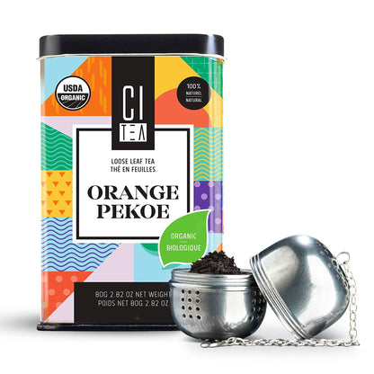 Organic Orange Pekoe Black Loose Leaf Tea with Teaball - 80g