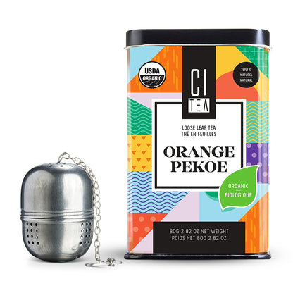 Organic Orange Pekoe Black Loose Leaf Tea with Teaball - 80g