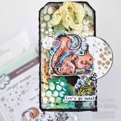 Creative Expressions Designer Boutique Woodland Walk Collection Sammy Squirrel A6 Clear Stamp Set