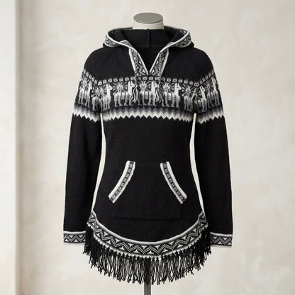 Women Cardigan Black Alpaca Sweater