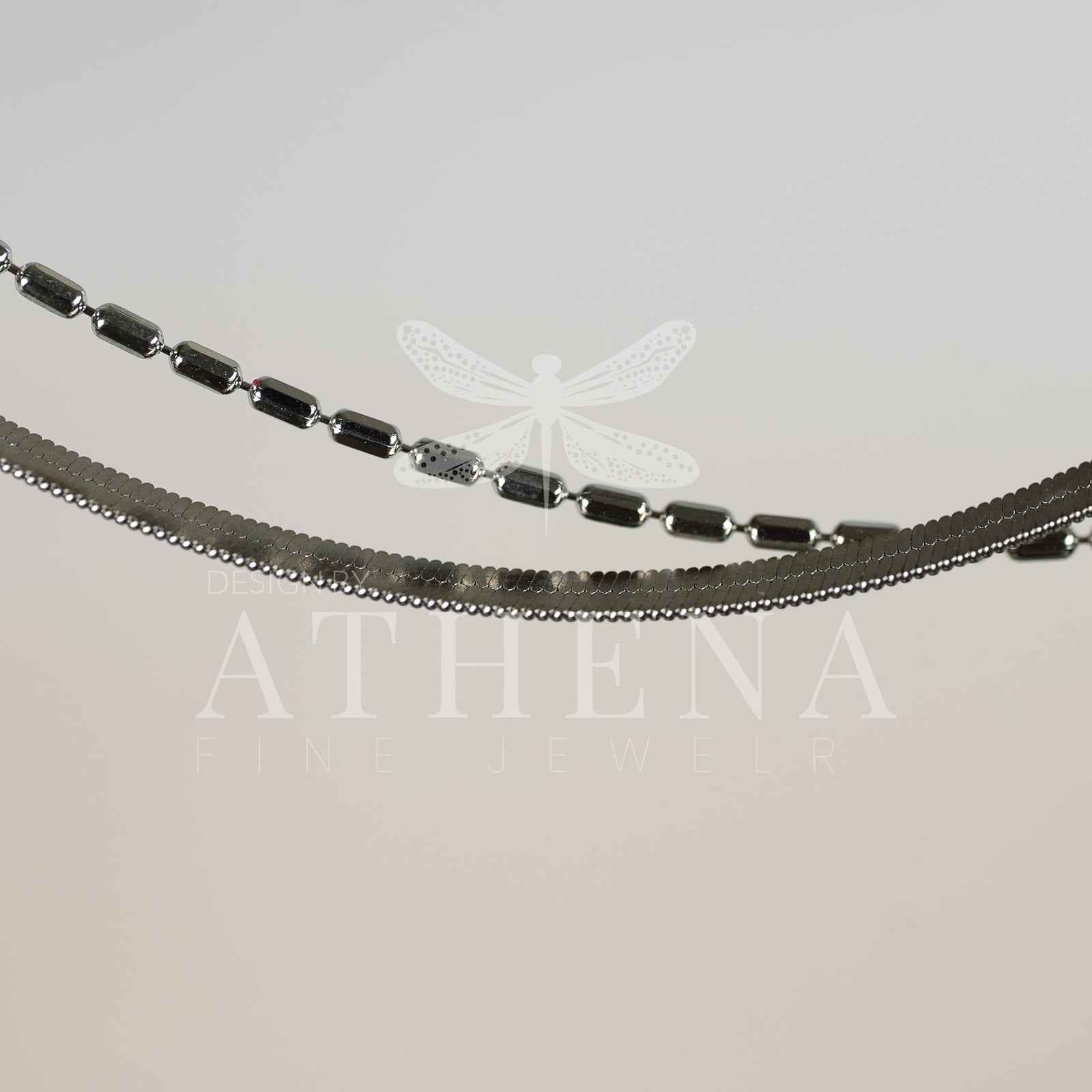 Layering Herringbone Anklet | Sterling Silver with Platinum Plating | Adjustable Fit | Timeless & Modern Jewelry