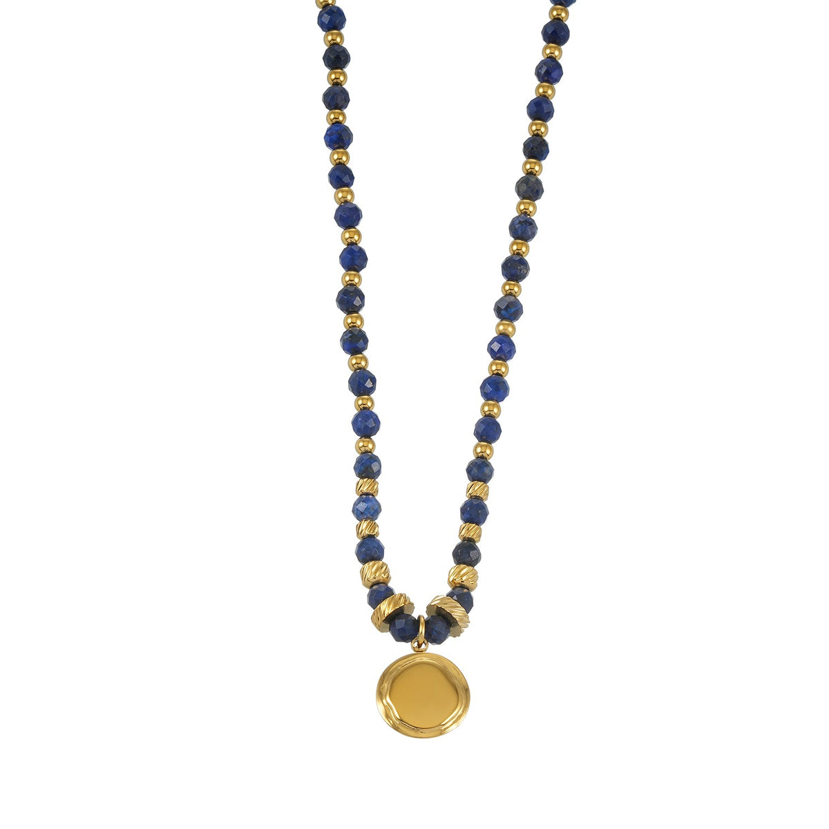 TANISHIA: Natural Lapis Lazuli & Gold Infused Beaded Pendant Necklace