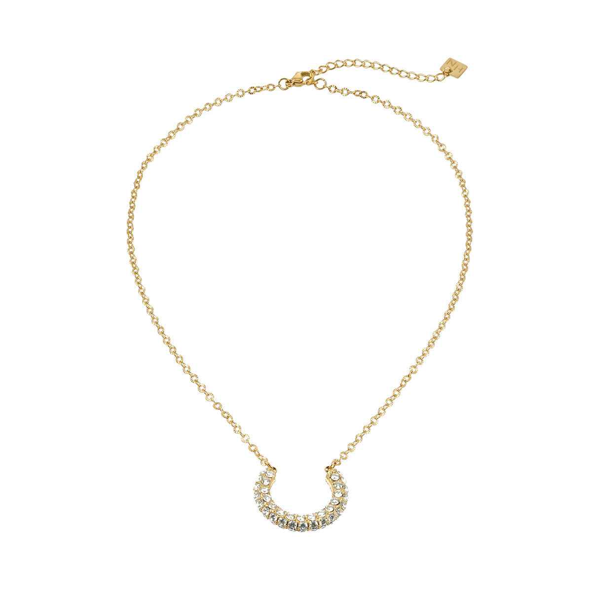 ASHANTI Gold: Celeste Crescent Necklace – Pavé Sparkle Pendant