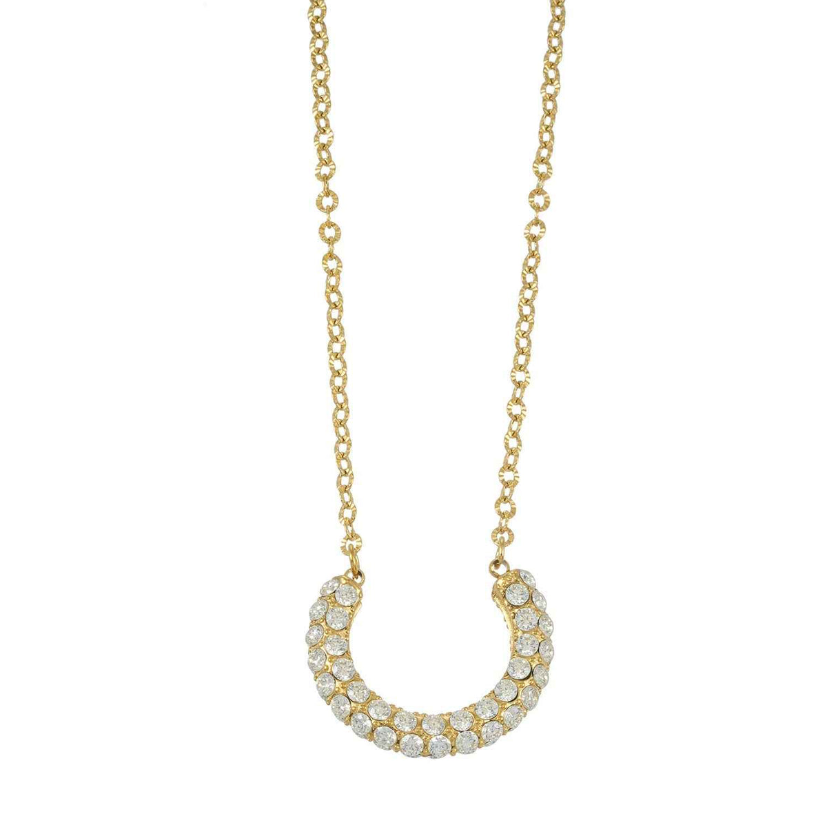 ASHANTI Gold: Celeste Crescent Necklace – Pavé Sparkle Pendant