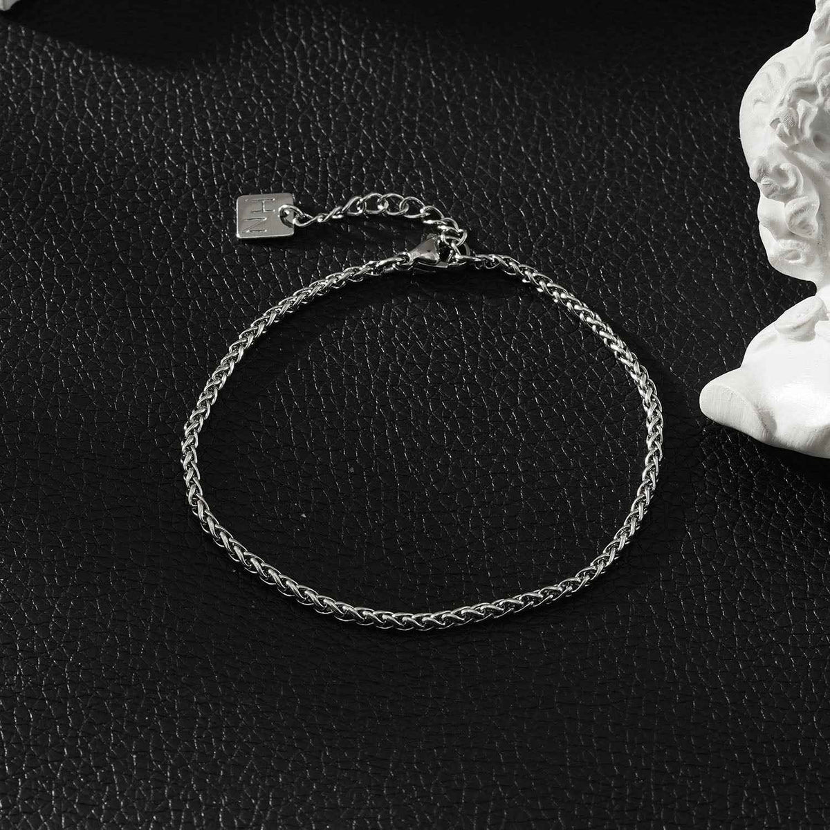 SADIKA Silver (White Gold): Intricate & Dainty Woven Chain Bracelet with Contemporary Braided Link Design