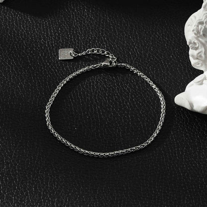 SADIKA Silver (White Gold): Intricate & Dainty Woven Chain Bracelet with Contemporary Braided Link Design