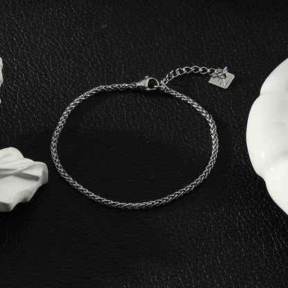 SADIKA Silver (White Gold): Intricate & Dainty Woven Chain Bracelet with Contemporary Braided Link Design