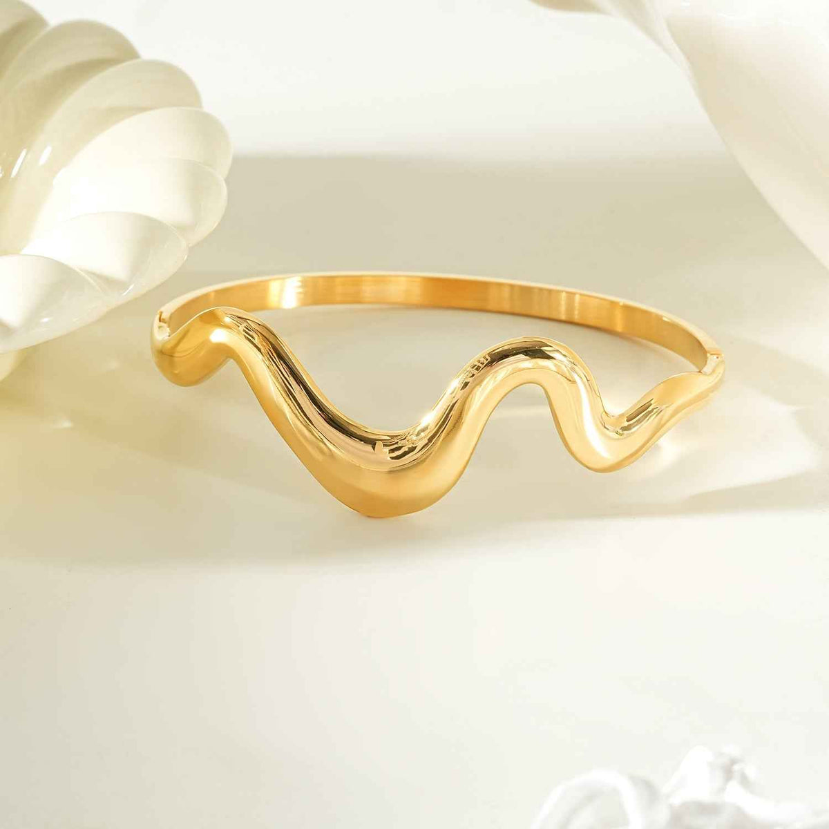 SEBASTIAN  Gold: Artfully Curved Avant-Garde Abstract Bracelet
