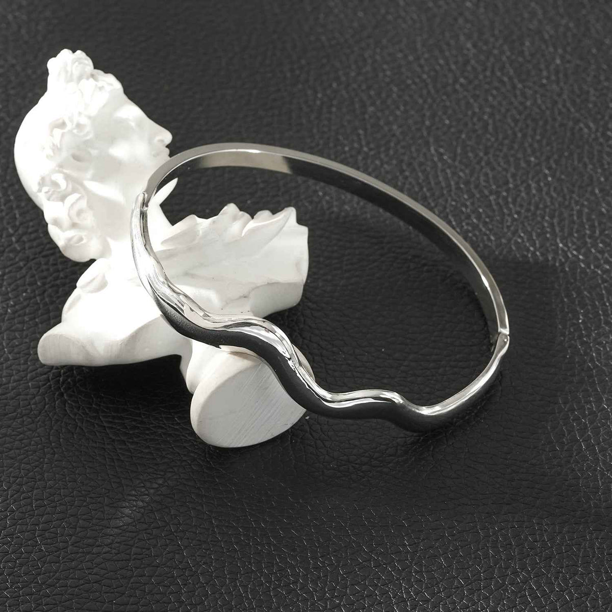 STEFANA Silver (White Gold): Sculptural Avant-Garde Abstract Bracelet