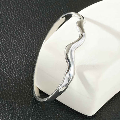 STEFANA Silver (White Gold): Sculptural Avant-Garde Abstract Bracelet