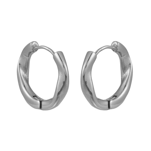 ABIR Silver (White Gold): Subtle Twist Hoop Earrings